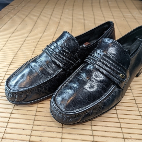 Florsheim Men's Loafer Size 12 EEE Como Black Leather Dress Shoes - Picture 3 of 11